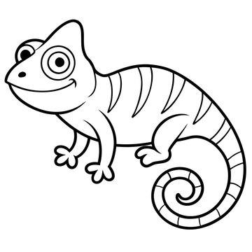 recommend clip art: cute chameleon line art vector illustration