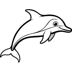 dolphin vector line art black and white background