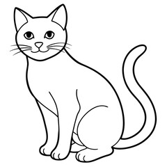 cat vector line  art color illustration white background