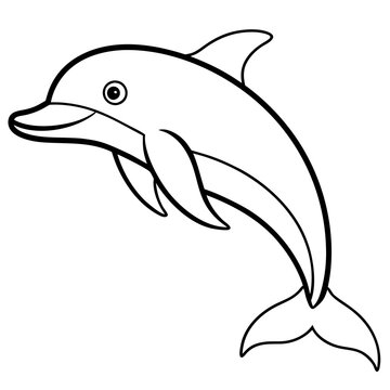 recommend clip art: dolphin vector line art black and white background