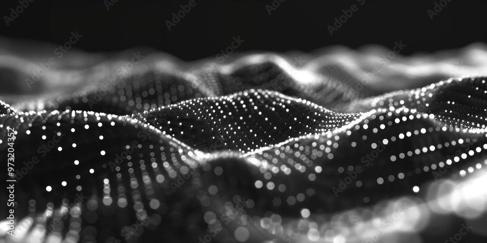 Poster black and white photo of a wavy surface, suitable for use in abstract or minimalist designs