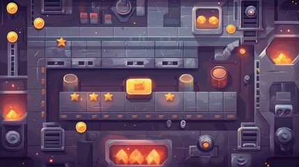Obraz premium Retro Arcade Game Level Map Interface. AI generated illustration