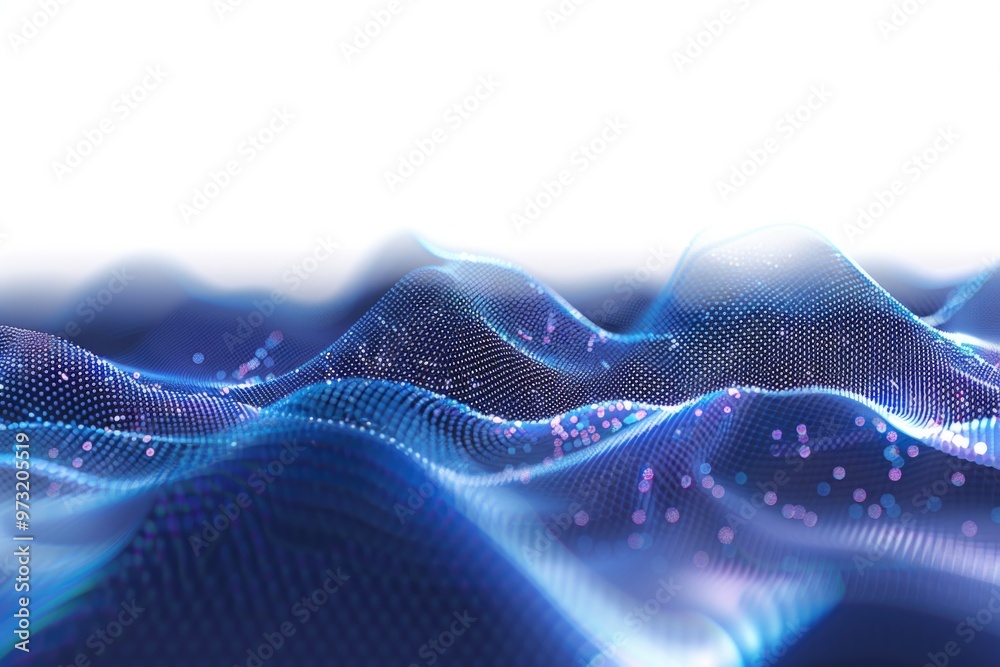 Aufkleber a stylized wave of blue and purple lines on a white background, perfect for use in technology, scien