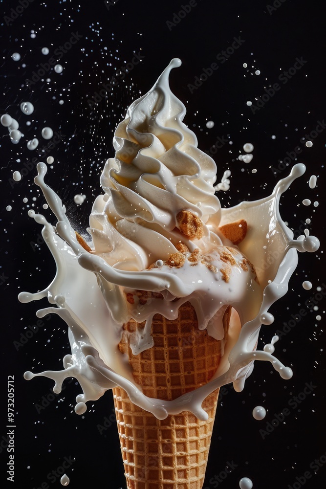 Aufkleber a scoop of creamy ice cream on top of an ice cream cone, ready to be enjoyed