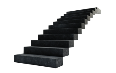 Black stairs isolated on white or transparent background