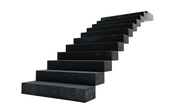 Black stairs isolated on white or transparent background