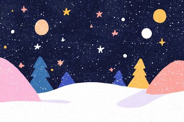 Naklejka premium A beautiful night sky with twinkling stars and fluffy clouds. Perfect for backgrounds or celestial-themed designs. Beautiful simple AI generated image