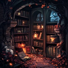 Enchanted Library with Books Opening to Promotions