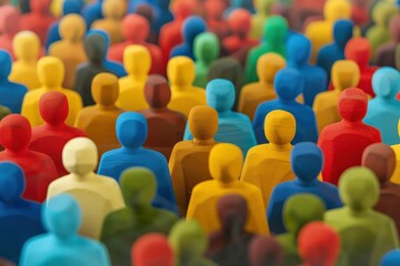 A tightly framed scene of a diverse, paper cut-out crowd, each figure distinct yet part of a larger, colorful community. Beautiful simple AI generated image