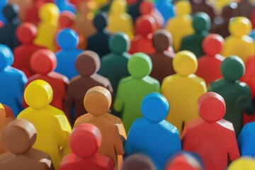 Obraz premium Large, vibrant crowd of diverse paper-cutout people, symbolizing unity, diversity, and community in a colorful style.. Beautiful simple AI generated image