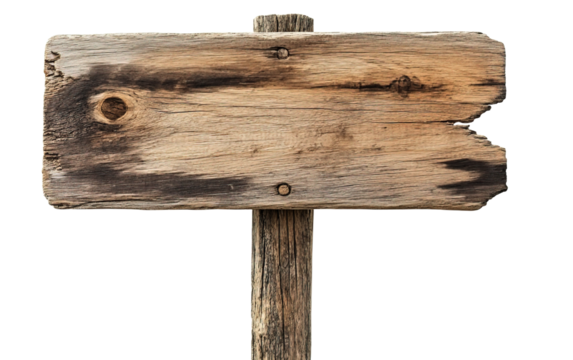 Blank empty wooden Sign isolated on white or transparent background