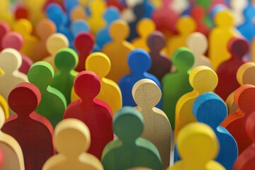 Large, vibrant crowd of diverse paper-cutout people, symbolizing unity, diversity, and community in a colorful style.. Beautiful simple AI generated image