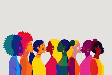 Naklejka premium A tightly framed scene of a diverse, paper cut-out crowd, each figure distinct yet part of a larger, colorful community. Beautiful simple AI generated image