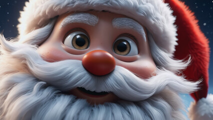 Obraz premium Smiling Santa Claus with joyful expression against a night sky background