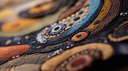 Intricate australian aboriginal embroidery showcasing rich cultural patterns for textile design