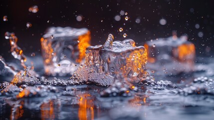 Fototapeta premium Refreshing Ice Cubes Splash Against White Background