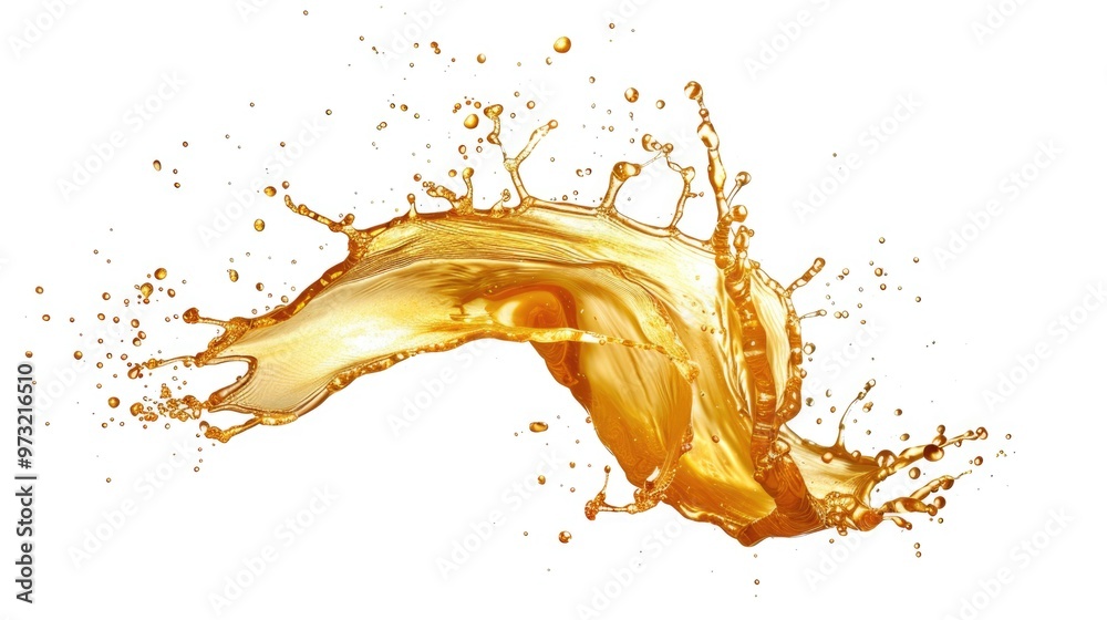 Poster A close-up shot of a splash of liquid on a white surface, suitable for use in illustrations and designs where a subtle texture is needed