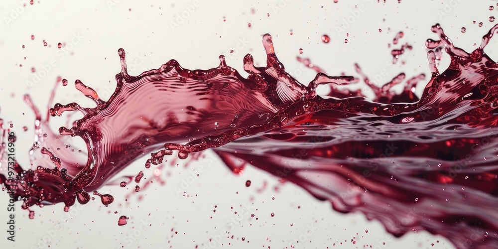 Poster A splash of red wine on a white surface, suitable for use in food and drink related contexts