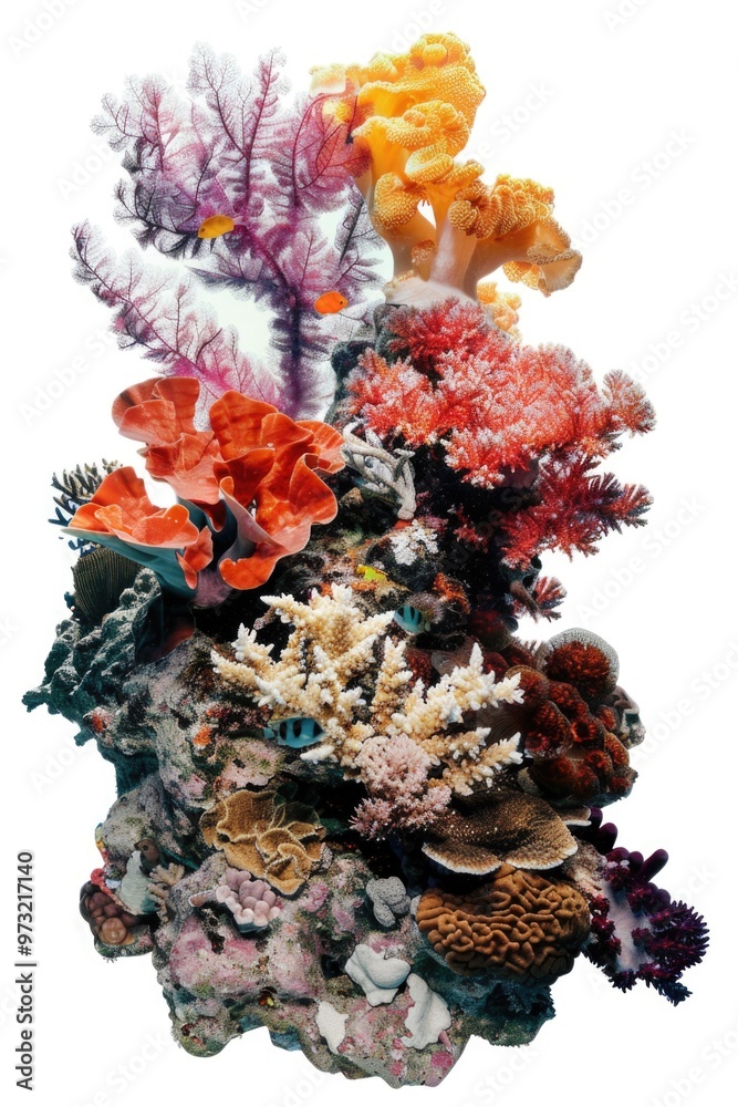 Wall mural Colorful coral formation underwater with plenty of space for ocean life,