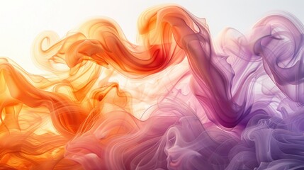 Fototapeta premium Colorful Smoke Wave in Pink and Orange Isolated on White Background