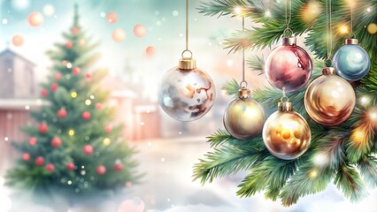 Beautifully decorated Christmas tree with colorful ornaments and glowing lights in a festive setting