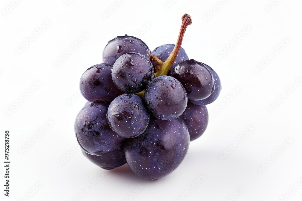 Poster a cluster of ripe grapes taken from a close perspective, suitable for use in food or wine-related co