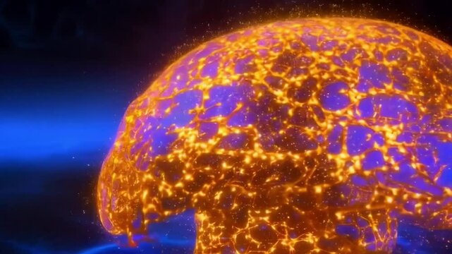 Vivid Neurological Activity in Brain Simulation Illustration
