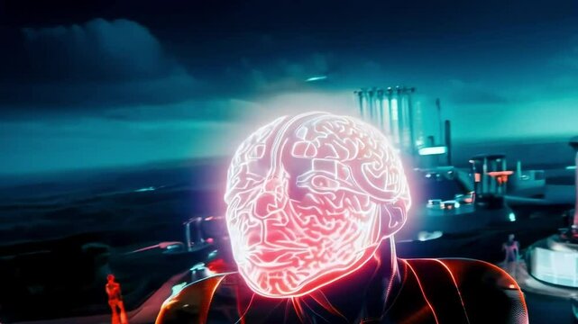 Vivid Neurological Activity in Brain Simulation Illustration
