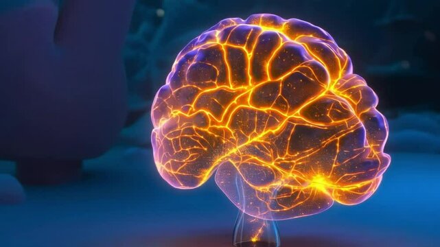 Vivid Neurological Activity in Brain Simulation Illustration

