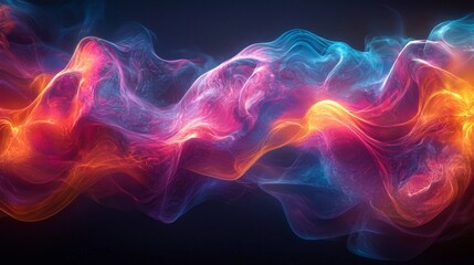 Obraz premium A holographic wave of shapes and colors, mimicking the movement of water or smoke, blending various shades and textures seamlessly