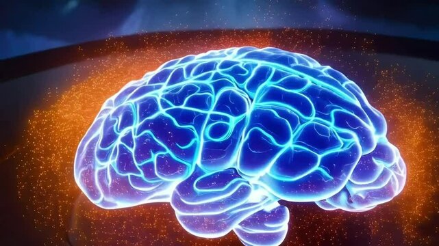 Vivid Neurological Activity in Brain Simulation Illustration
