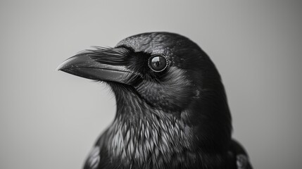 black crow isolated on white background Close-up