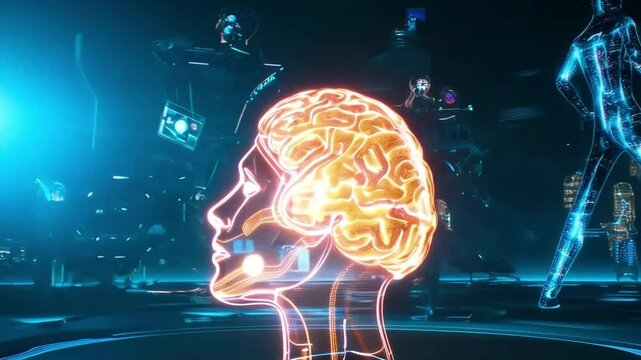 Vivid Neurological Activity in Brain Simulation Illustration
