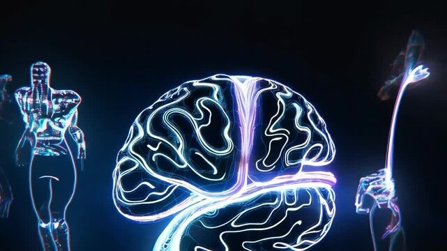 Vivid Neurological Activity in Brain Simulation Illustration

