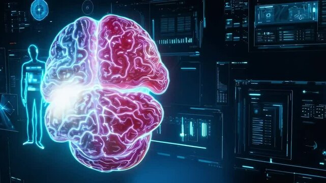 Vivid Neurological Activity in Brain Simulation Illustration
