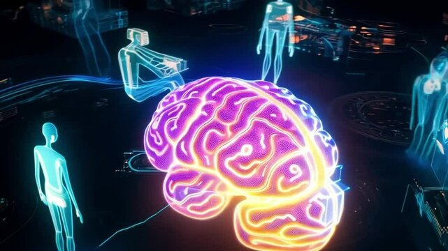 Vivid Neurological Activity in Brain Simulation Illustration
