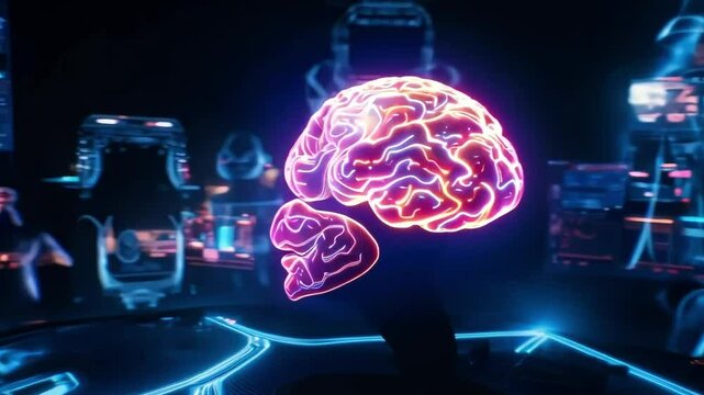 Vivid Neurological Activity in Brain Simulation Illustration
