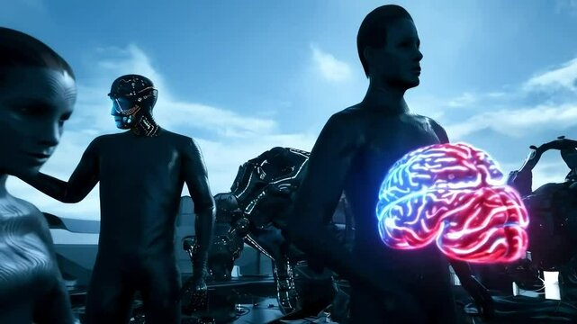 Vivid Neurological Activity in Brain Simulation Illustration
