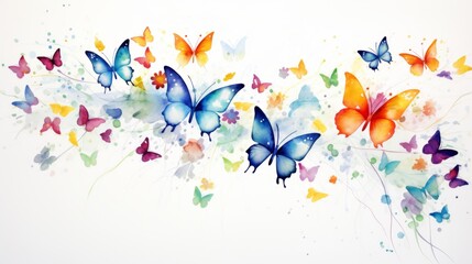 Colorful Butterfly Watercolor Wave