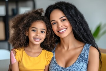 A mother and daughter sitting together, with the mother explaining the importance of regular breast self-exams