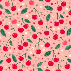 Seamless pattern of cherries wallpaper background