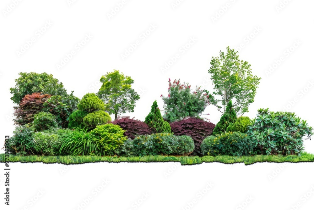 Aufkleber A simple image with a group of trees and bushes against a white background, suitable for use in various contexts