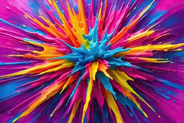 Bright Neon Watercolor Burst Explosion � Dynamic Hand-Painted Texture