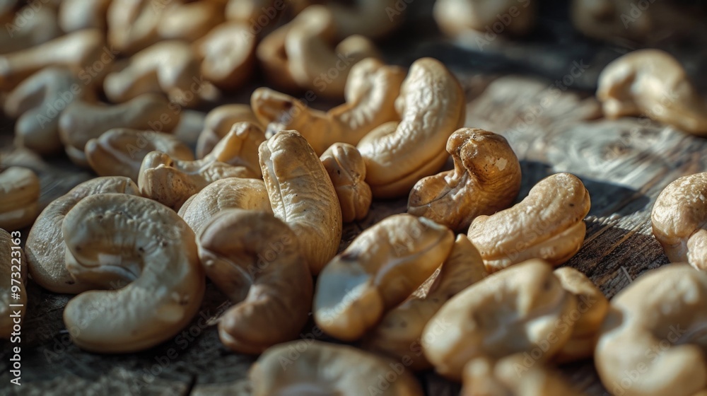 Aufkleber a collection of various nuts sits atop a wooden table, ready for use or display