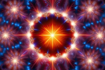 Fototapeta premium Vibrant Glowing Fractal Gem Surface with Sparkling Brightness and Radiant Hues