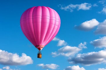 Fototapeta premium A pink hot air balloon in the sky, representing rising above the challenges of breast cancer