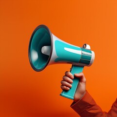 Megafon / Verkauf ankündigen / Sale und Rabatte / Marketing- und kommerzielles Konzept-Banner mit Kopierraum / Botschaft für Flyer, Broschüre, Magazin, Artikel, Pressemeldung, Megafon mit Hand, 