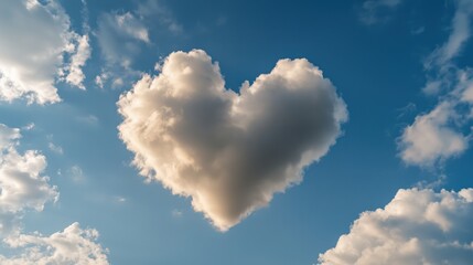 Heart-shaped cloud in clear sky symbolizing love and nature's artistry