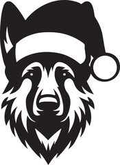 Merry Christmas Santa Cute dog silhouette vector design