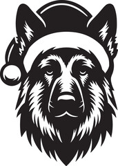 Merry Christmas Santa Cute dog silhouette vector design